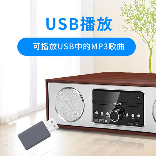 飞利浦（PHILIPS）DTM380 CD机 CD播放器 CD播放机 音响 音箱 迷你音响 FM收音机 木质音响 蓝牙音响 商品图6