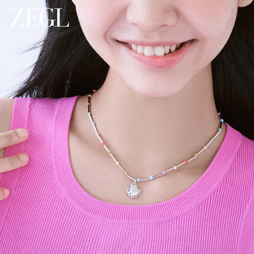 ZEGL设计师草莓小彩串彩色贝壳串珠项链女2023年新款多巴胺锁骨链 商品图1