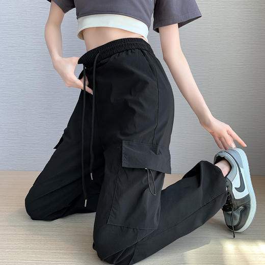 【HT】GT-138-1625速干工装裤女2023新款夏季超薄冰丝百搭束脚裤宽松高腰直筒裤 商品图5