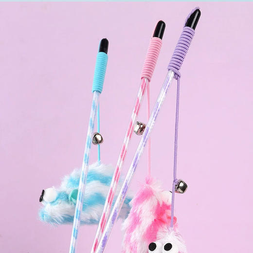 长尾巴老鼠猫咪逗猫棒 带铃铛 弹力绳材质 互动玩具 商品图2