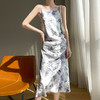 轻奢大牌女装丝稠缎面吊带长裙 v领气质简约连衣裙 商品缩略图5
