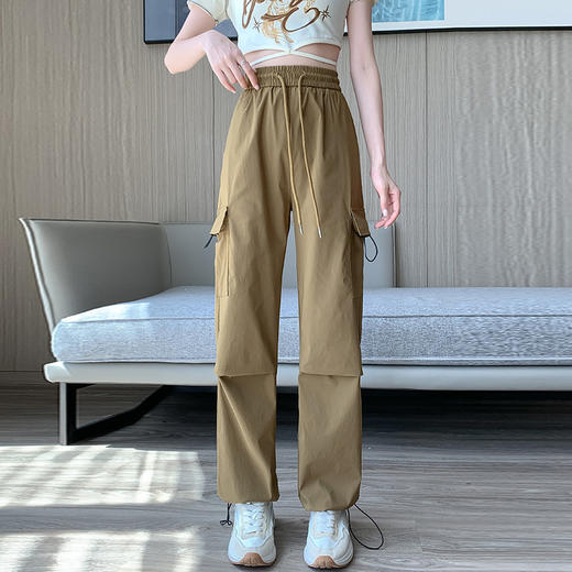 【HT】GT-138-1625速干工装裤女2023新款夏季超薄冰丝百搭束脚裤宽松高腰直筒裤 商品图6