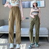 【HT】GT-138-1625速干工装裤女2023新款夏季超薄冰丝百搭束脚裤宽松高腰直筒裤 商品缩略图1
