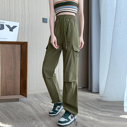 【HT】GT-138-1625速干工装裤女2023新款夏季超薄冰丝百搭束脚裤宽松高腰直筒裤 商品图7