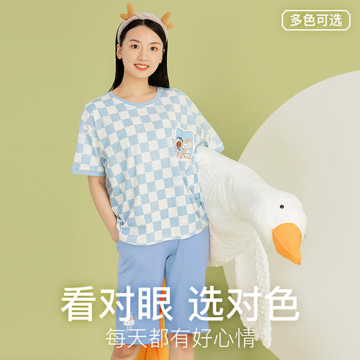 I'd爱帝时尚减龄卡通印花短袖五分裤家居套 商品图0