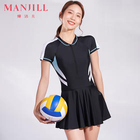 【M码】熳洁儿 夏季女士泳装遮肉显瘦运动风连体裙式23206309