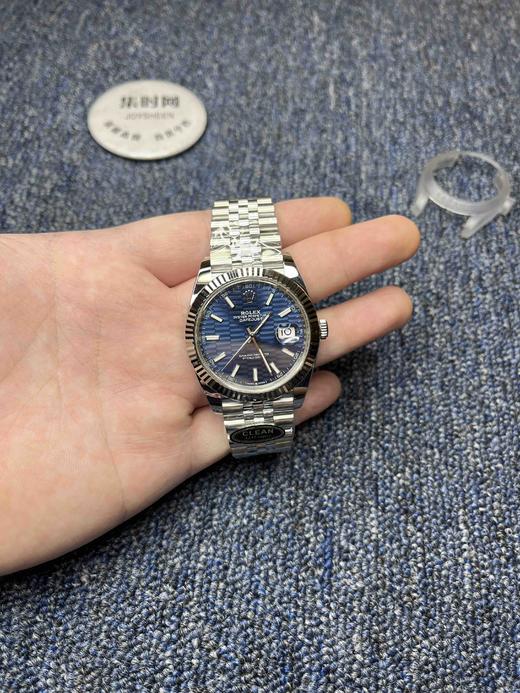 C厂劳力士日志型41mm“格棱纹蓝”牙圈 绿面 3235机 五珠链 904L钢 男士腕表 商品图8