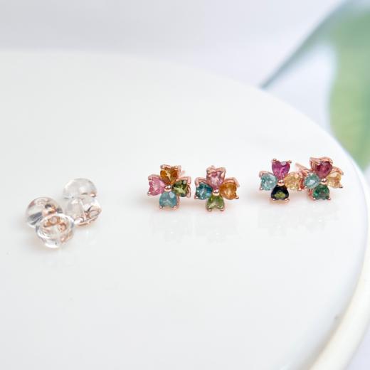 玉美人菲菲/16456-S925碧玺四叶草7mm耳钉/多样性发一 商品图0