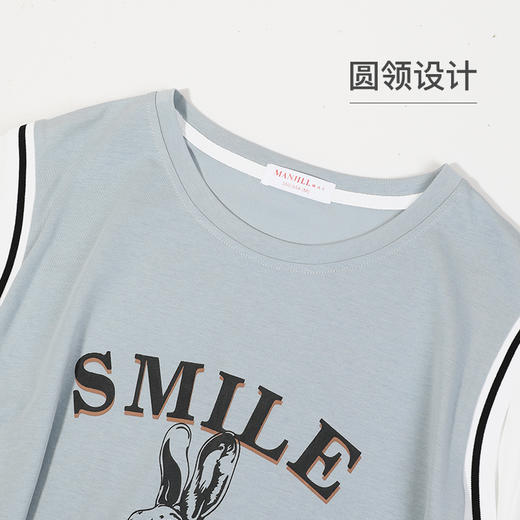 熳洁儿  女士家居服冰瓷棉休闲圆领短袖裙睡衣可外穿23203215 商品图1