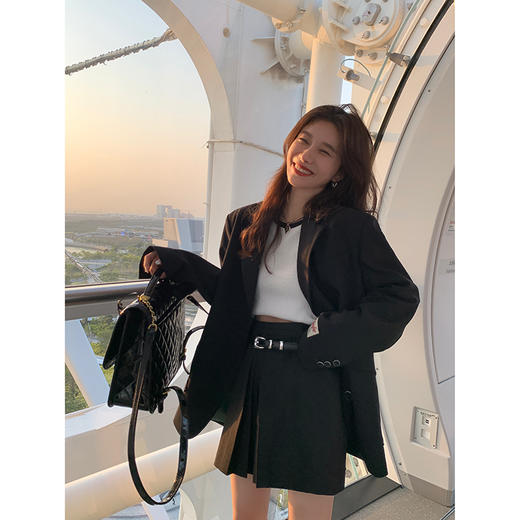 EKOOL定制 黑色休闲西装外套女春季2023新款韩版百搭宽松上衣西服 商品图0