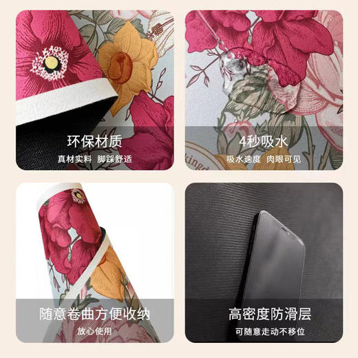 北欧风情浴室加厚吸水地垫 卫生间门口防滑垫厕所卫浴速干脚垫 商品图3