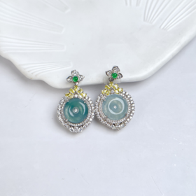 DS925翡翠吊坠-蓝水平安扣12