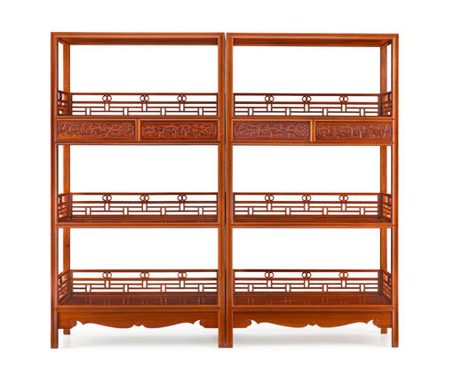 红桥红  家具严选  缅甸花梨（大果紫檀）【178 上博复刻品字栏杆 书架】 商品图0