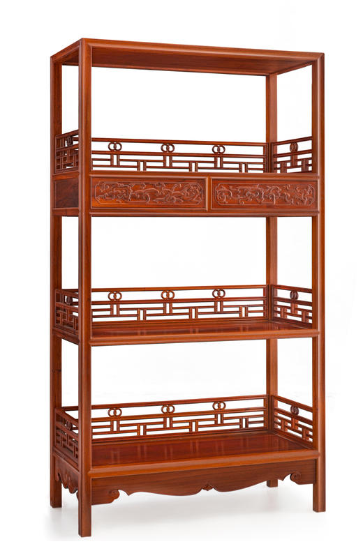 红桥红  家具严选  缅甸花梨（大果紫檀）【178 上博复刻品字栏杆 书架】 商品图1