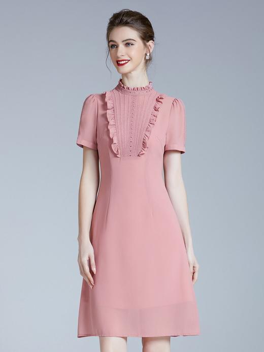 DNO-3EA8877粉色连衣裙夏季新款短袖女时尚显年轻礼服 商品图1