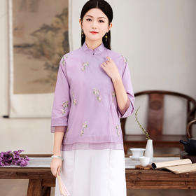 复古国潮风，碎小花刺绣改良中式上衣FL-6326