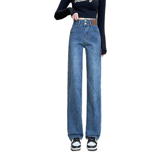 窄版直筒牛仔裤女高腰2023年新款春秋装显瘦修身烟管窄版阔腿长裤8332# 商品图4