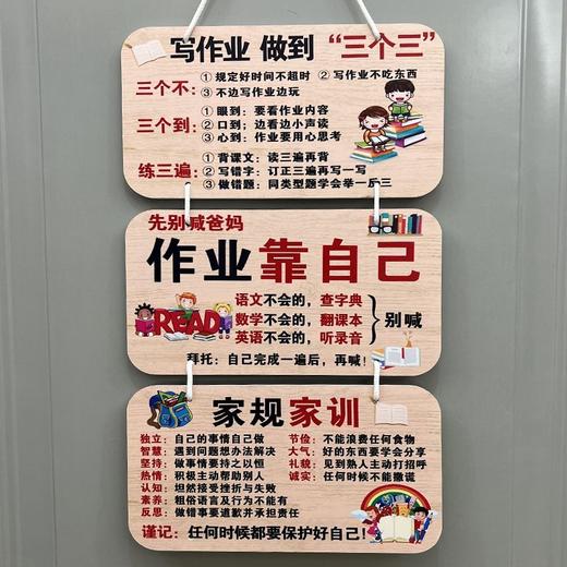 家训家规挂牌给孩子立规矩生日礼物8-18岁房间创意学习挂件免打孔 商品图6