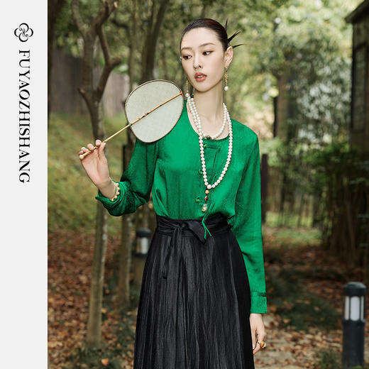 IWY/扶摇系列 夏季国风提花圆领衬衫23FYB174 商品图2