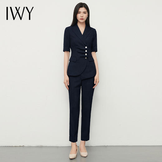 IWY/西装套装女比亚迪王朝夏季工作服珠宝售楼处显瘦商务正装OLC13219+P13215 商品图1
