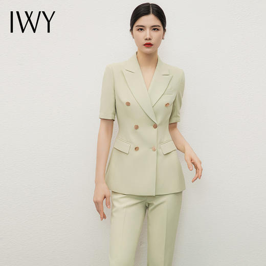 IWY/绿色西装外套女小个子夏季新款职业装气质女神范高端西服套装CP13211绿色 商品图3