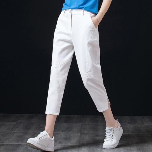 胖妹妹夏新薄款，潮高腰宽松七分牛仔裤哈伦老爹萝卜裤S21S886 商品图1