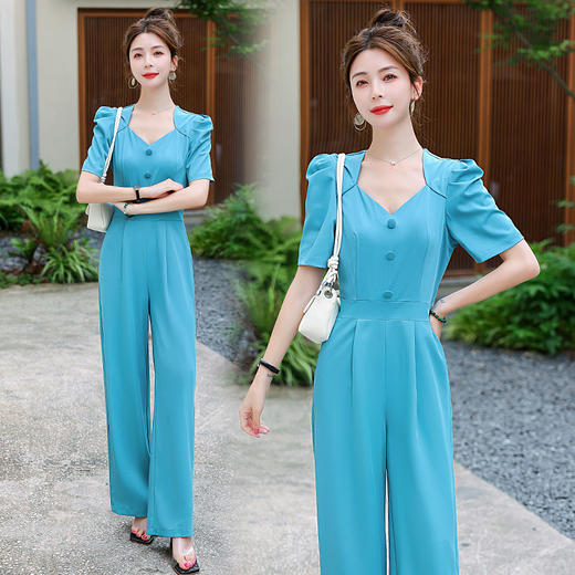 新款夏装时尚休闲潮流气质清新通勒港风拼接设计连体裤HMQY2779-1 商品图9