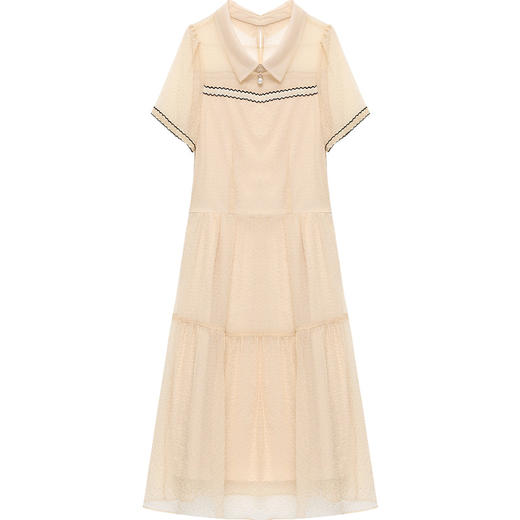 夏季新款，娃娃领短袖高腰裙时尚气质中长款A字裙QYM-JJ-YZX23A59-Y 商品图4