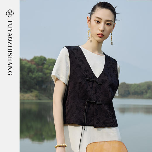 IWY/扶摇系列 夏季复古提花新中式马甲23FYV146 商品图1