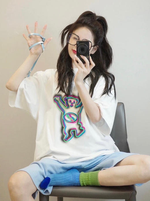 We11done23春夏超大版型有机棉幻彩泰迪小熊印花T恤 商品图5