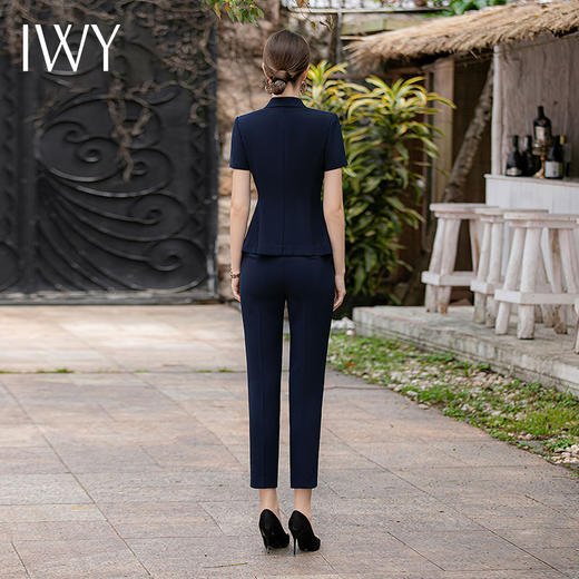 IWY/藏青色西装套装女夏季高端正式场合职业装气质面试正装售楼部工作服CP1818 商品图4