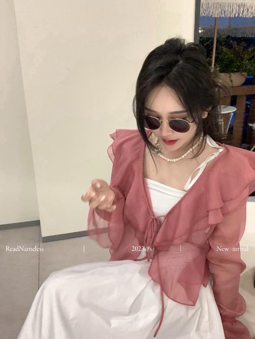 Read Nameless /真丝皱仙女开衫水红色 商品图7