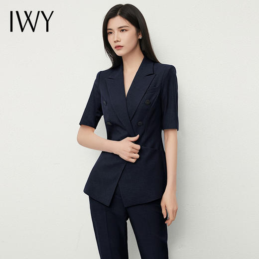 IWY/夏季职业藏青色小西装套装女商务修身显瘦置业顾问工作服OLC13220+P13215藏青色 商品图4