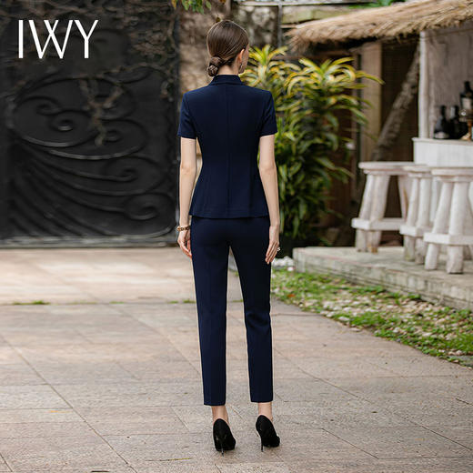 IWY/夏季西装套装女时尚夏季新款气质干练藏青色职业装短袖OL工作服CP1820 商品图4