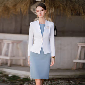 IWY/夏季主持人职业装女套装OL时尚美容师气质白领正装连衣裙西装C1761+Q889