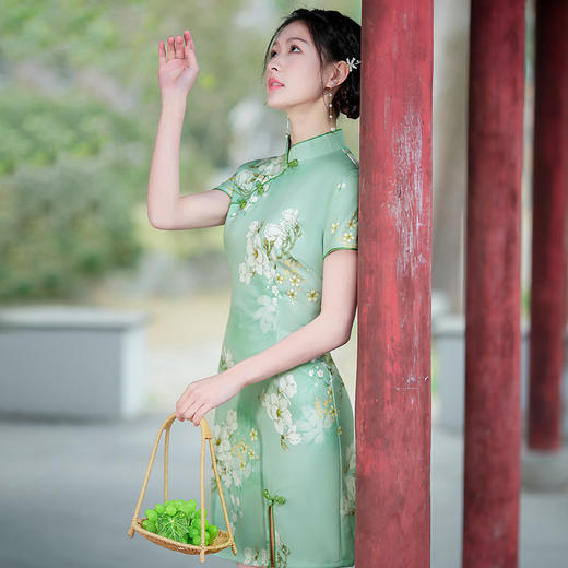 新款改良，日常旗袍四面弹短款旗袍MLS6333 商品图1