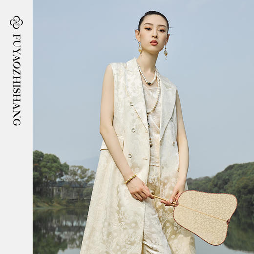 扶摇系列 夏季新中式无袖提花长马甲 商品图2