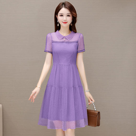 夏季新款，娃娃领短袖高腰裙时尚气质中长款A字裙QYM-JJ-YZX23A59-Y 商品图7