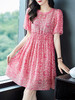 WWM-46735高腰显瘦小个子粉色碎花真丝裙子桑蚕丝连衣裙矮个子女装 商品缩略图3