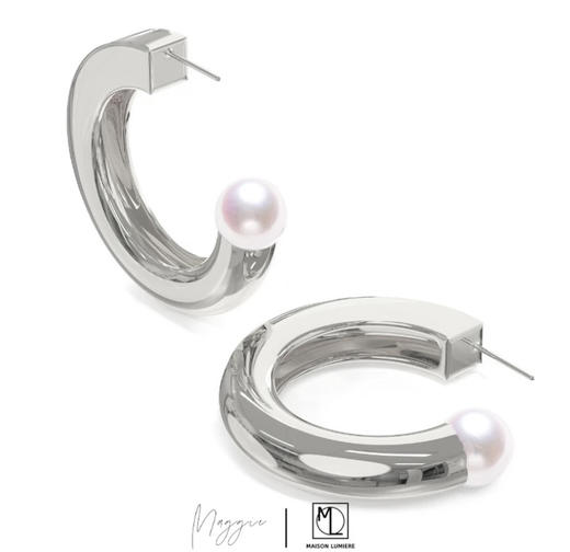 大方圆珍珠圈耳环 商品图1