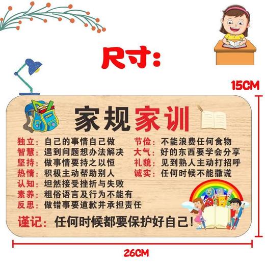 家训家规挂牌给孩子立规矩生日礼物8-18岁房间创意学习挂件免打孔 商品图2