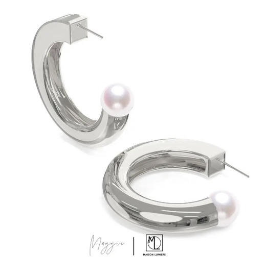 大方圆珍珠圈耳环 商品图2