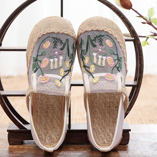 夏新款民族风，绣花布鞋透气网鞋W-215 商品图8