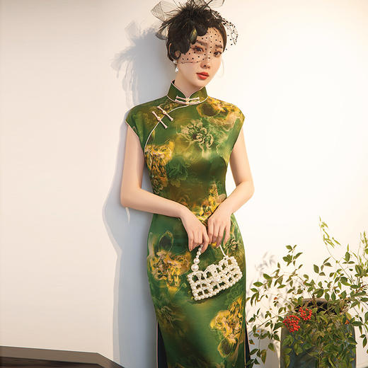 中式复古，桑蚕丝国风真丝旗袍MY8502 商品图2