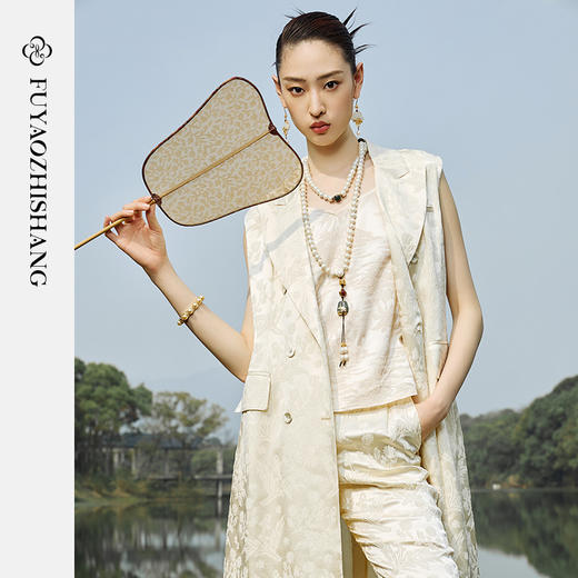 扶摇系列 夏季新中式无袖提花长马甲 商品图0