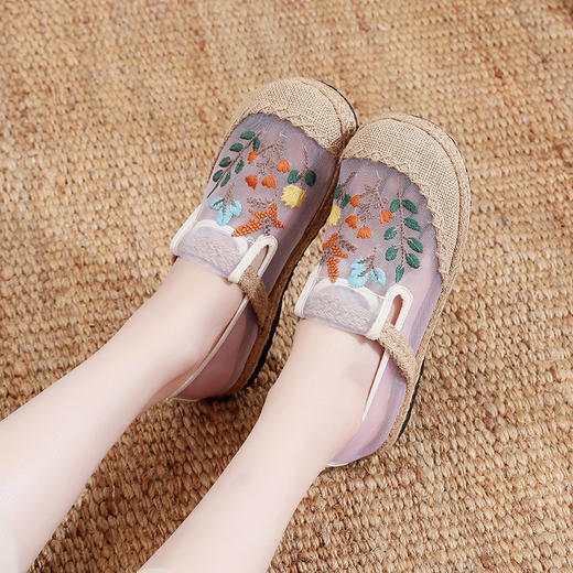 夏新款民族风，绣花布鞋透气网鞋W-215 商品图1