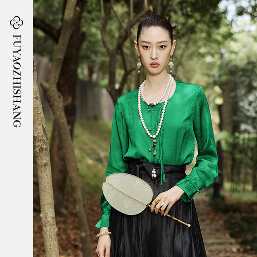 IWY/扶摇系列 夏季国风提花圆领衬衫23FYB174 商品图0