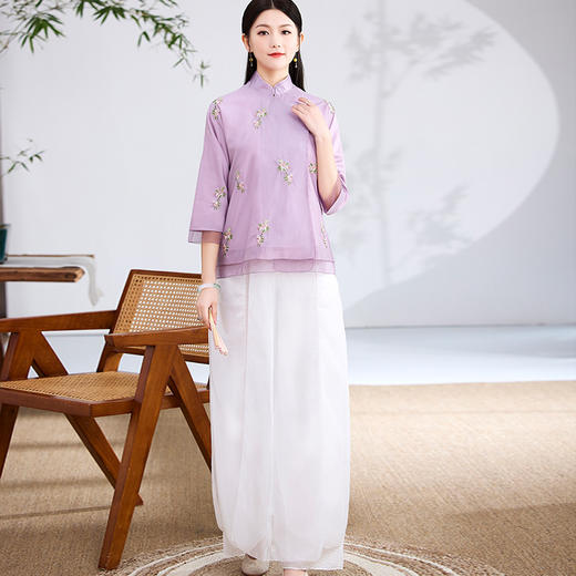 复古国潮风，碎小花刺绣改良中式上衣FL-6326 商品图1