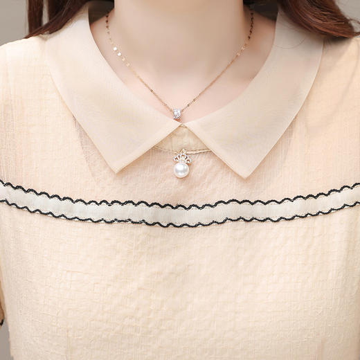 夏季新款，娃娃领短袖高腰裙时尚气质中长款A字裙QYM-JJ-YZX23A59-Y 商品图3