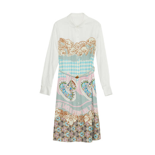 谜底衬衫式连衣裙长袖2023秋季新款复古主题印花中长裙233ML1141 商品图4